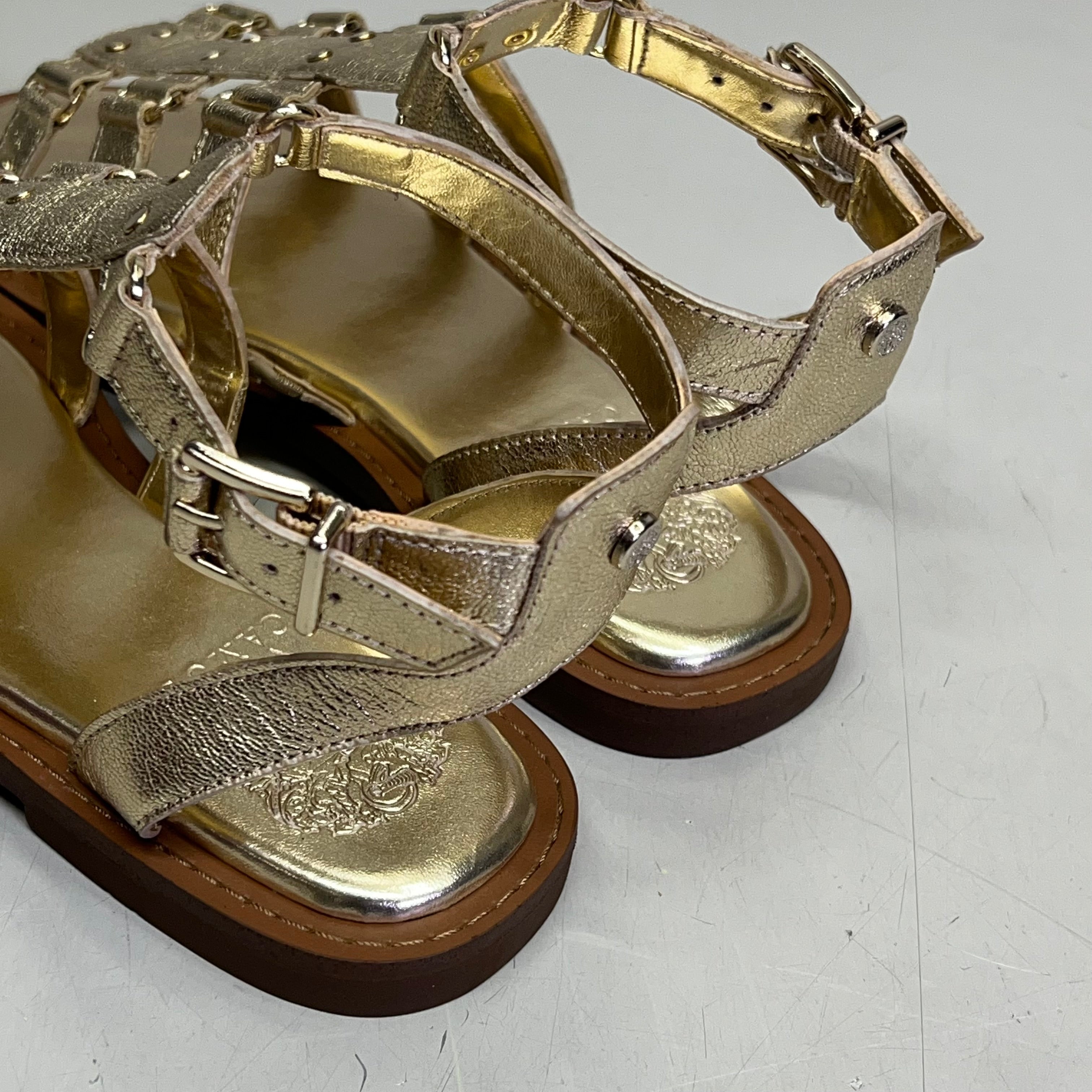 VINCE CAMUTO Leather Studded Gladiator Sandals Women's Sz 8.5M Egyptian Gold