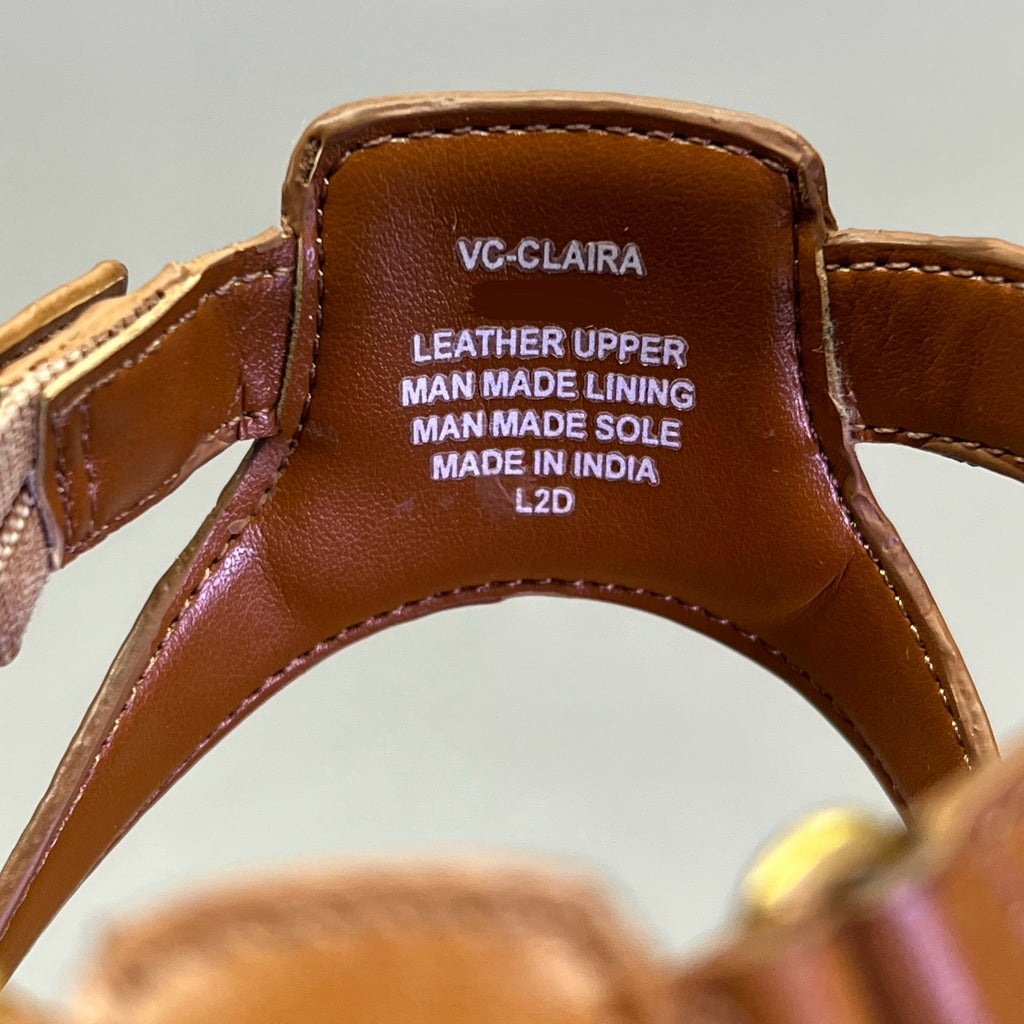 VINCE CAMUTO Leather Studded Gladiator Sandals Women's Sz 7M Caramelo VC-Claira