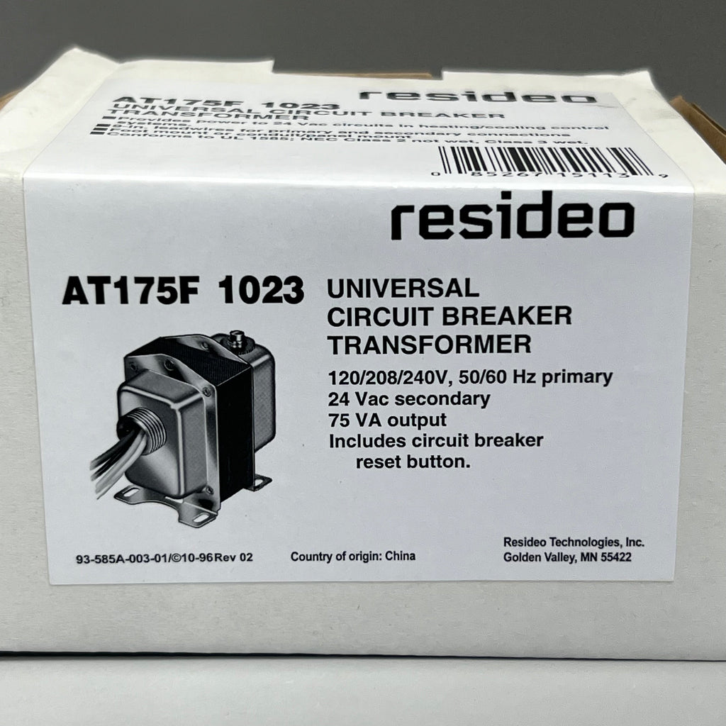 RESIDEO Universal Circuit Breaker Transformers Plate or Panel Mounted 120/208/240 Vac 9 in. AT175F 1023
