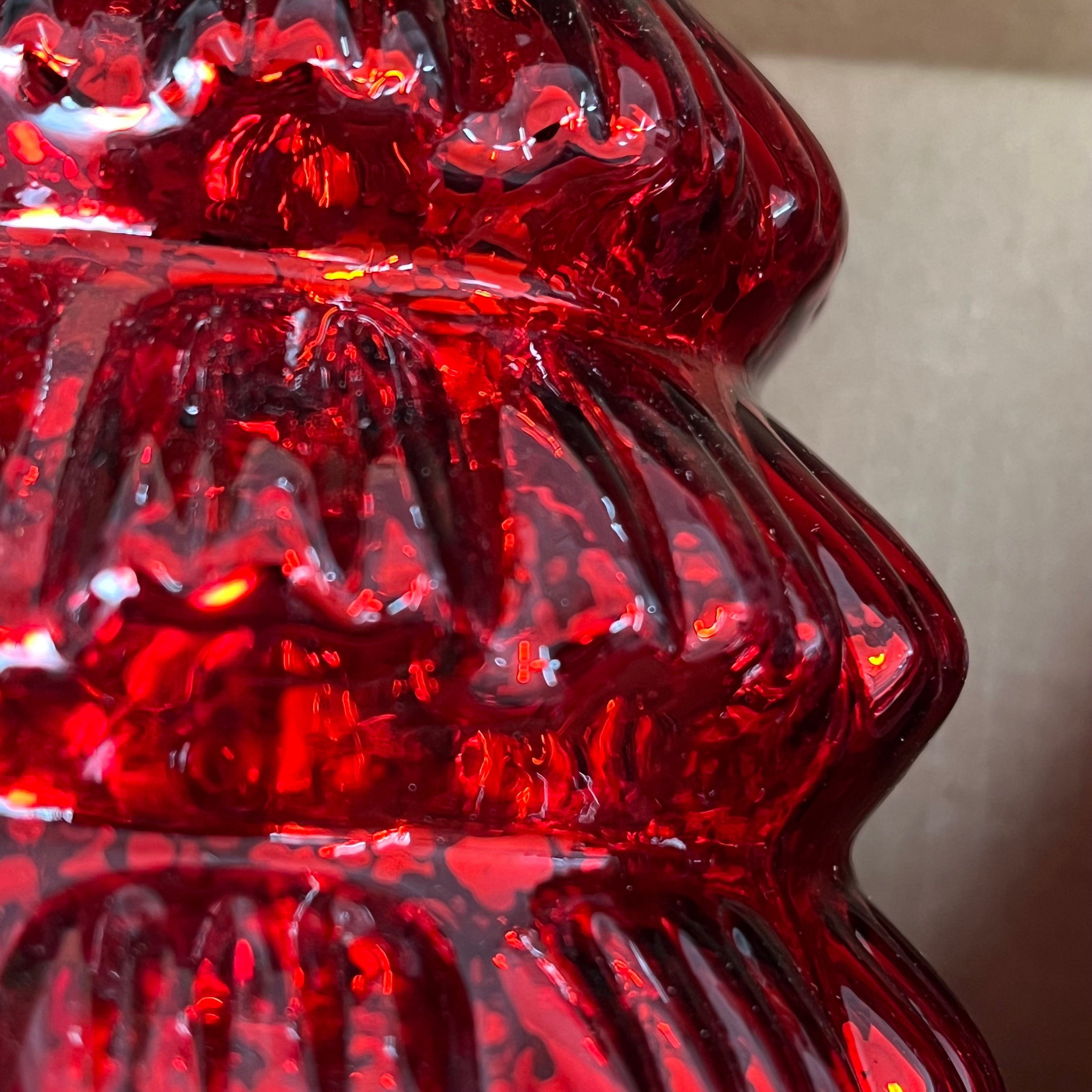 (Set of 3) Box Of Red Mercury Glass Lighted Christmas Trees