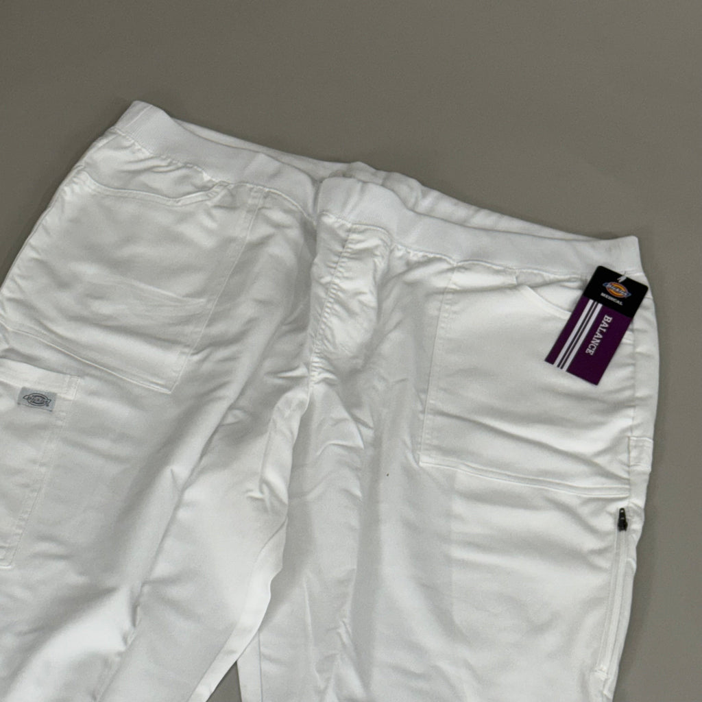 DICKIES Medical Mid Rise Pant Mock Fly 2-Way Stretch Women's SZ 2XL White DK135