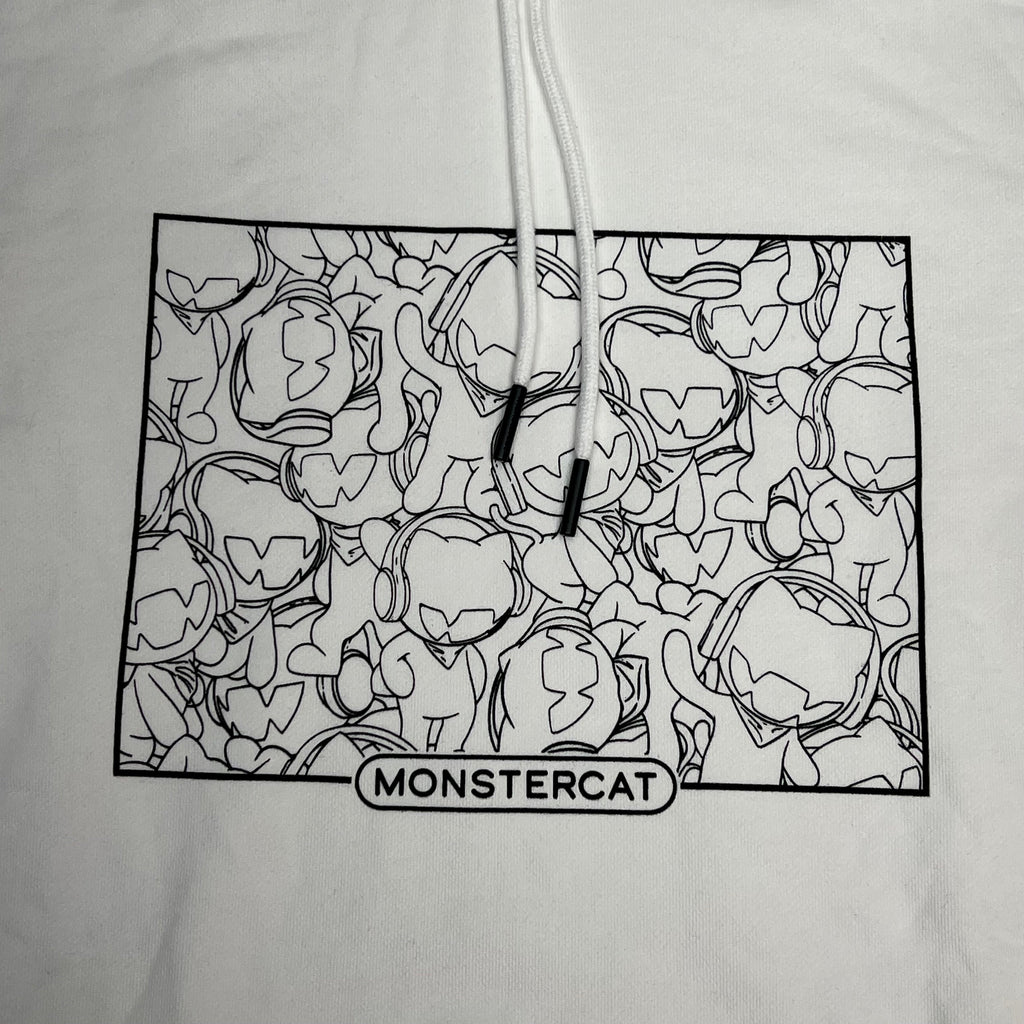 MONSTERCAT Synch Waist Hooded Pull Over Logo Hoodie Men's Sz M White/Black