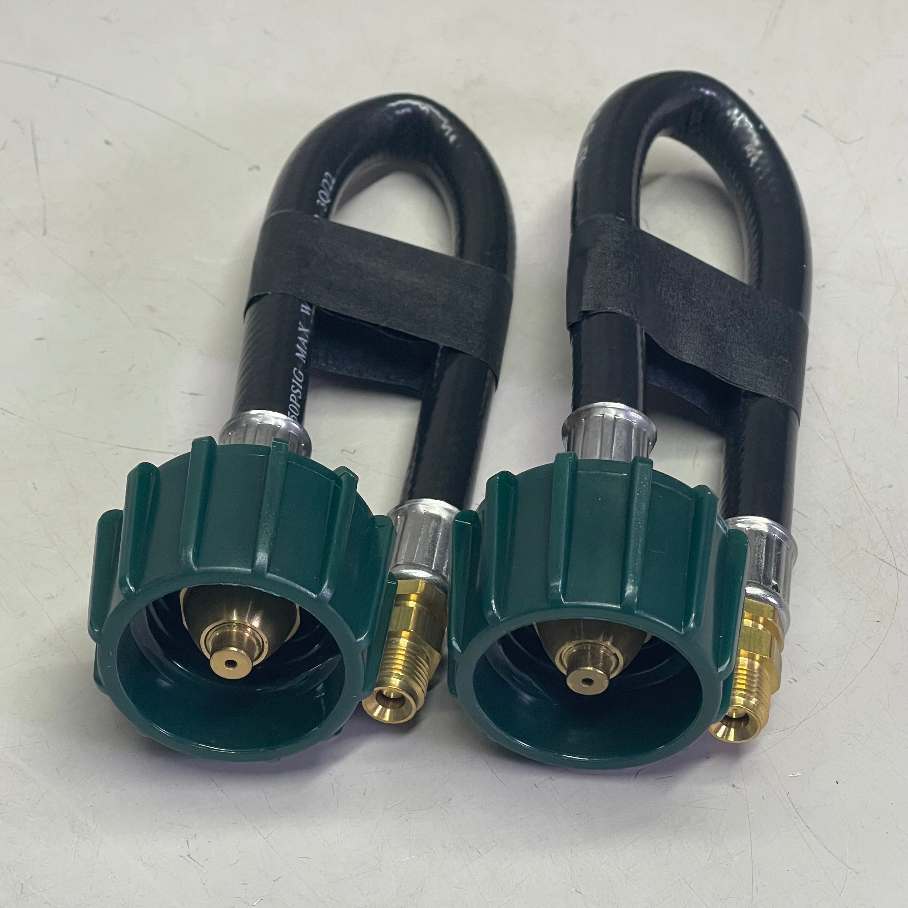FLAME KING (2 PACK) Propane Tank Pigtail w/ Backcheck 12" Black W/ Green E12INPT