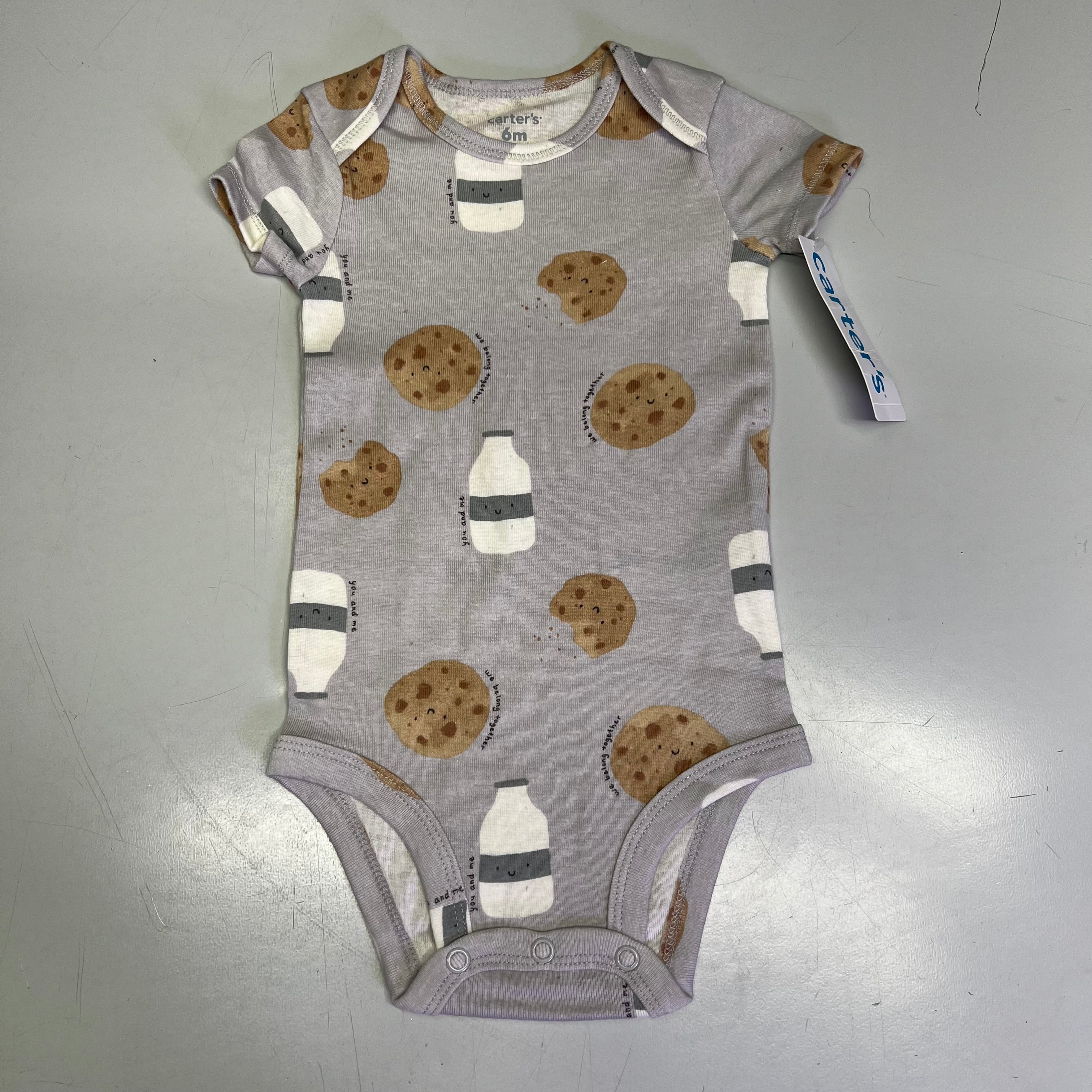 CARTERS (5 PIECE SET) Milk & Cookie - Animal Bodysuit Baby Boys Sz 6M Blue/White