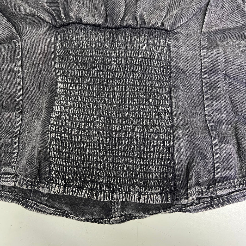 FREE PEOPLE 100% Cotton Louie Indigo Top Women's Sz L Black 98546724