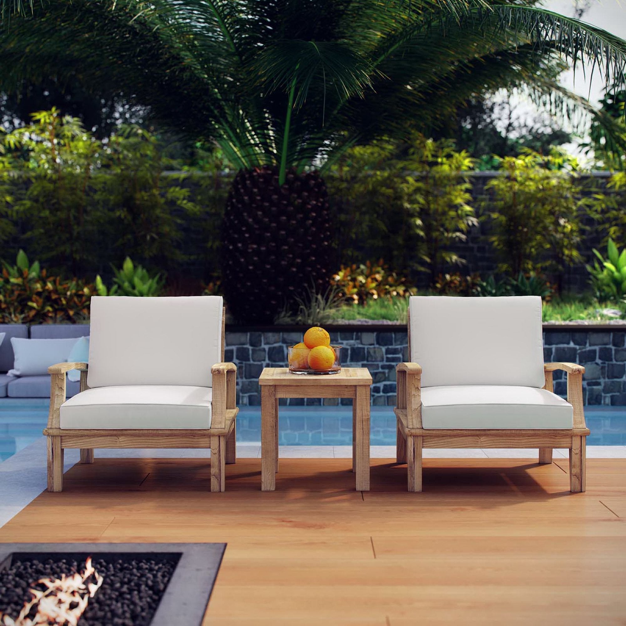 Marina 3-Piece Outdoor Patio Teak Set by Modway