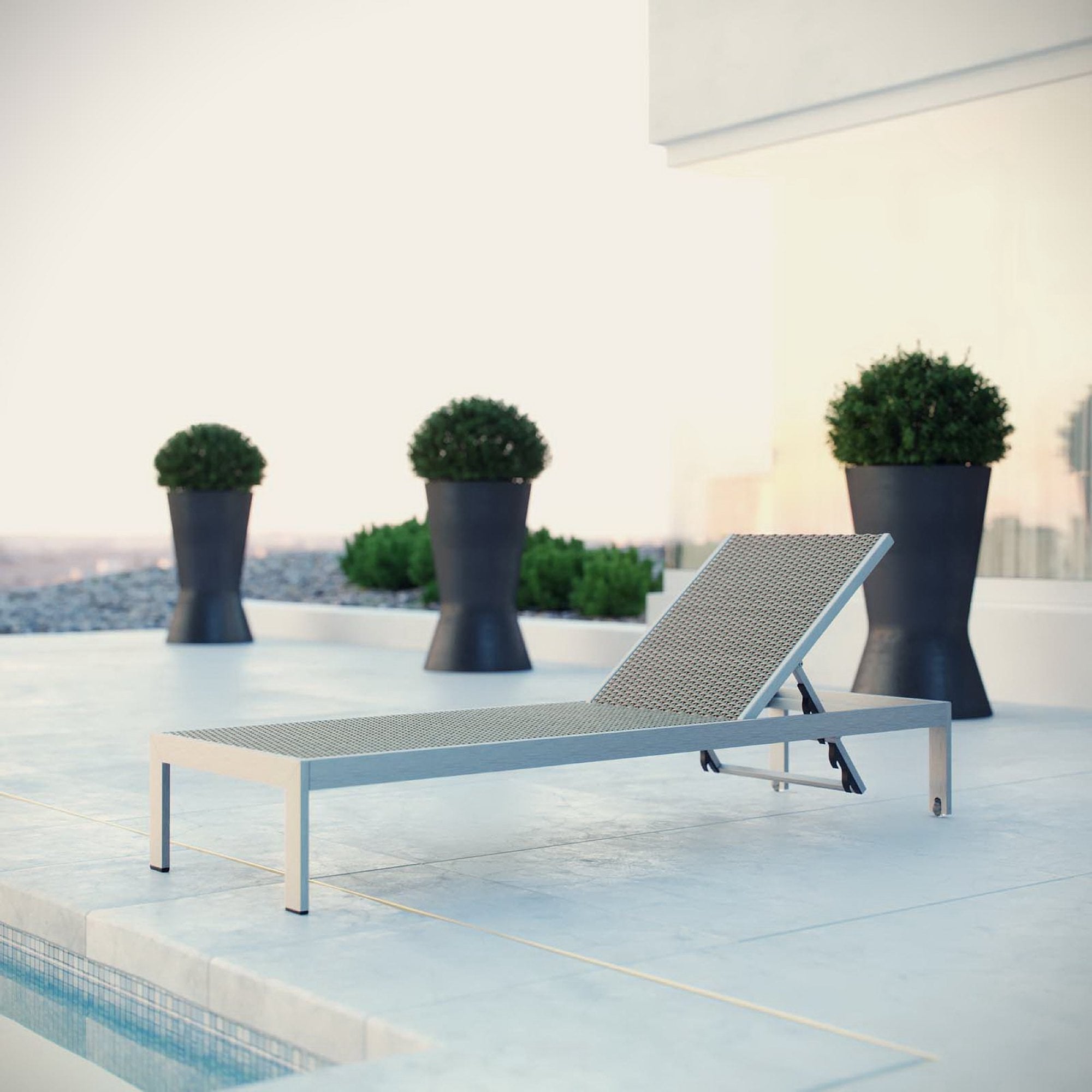 Shore Outdoor Patio Aluminum Rattan Chaise by Modway