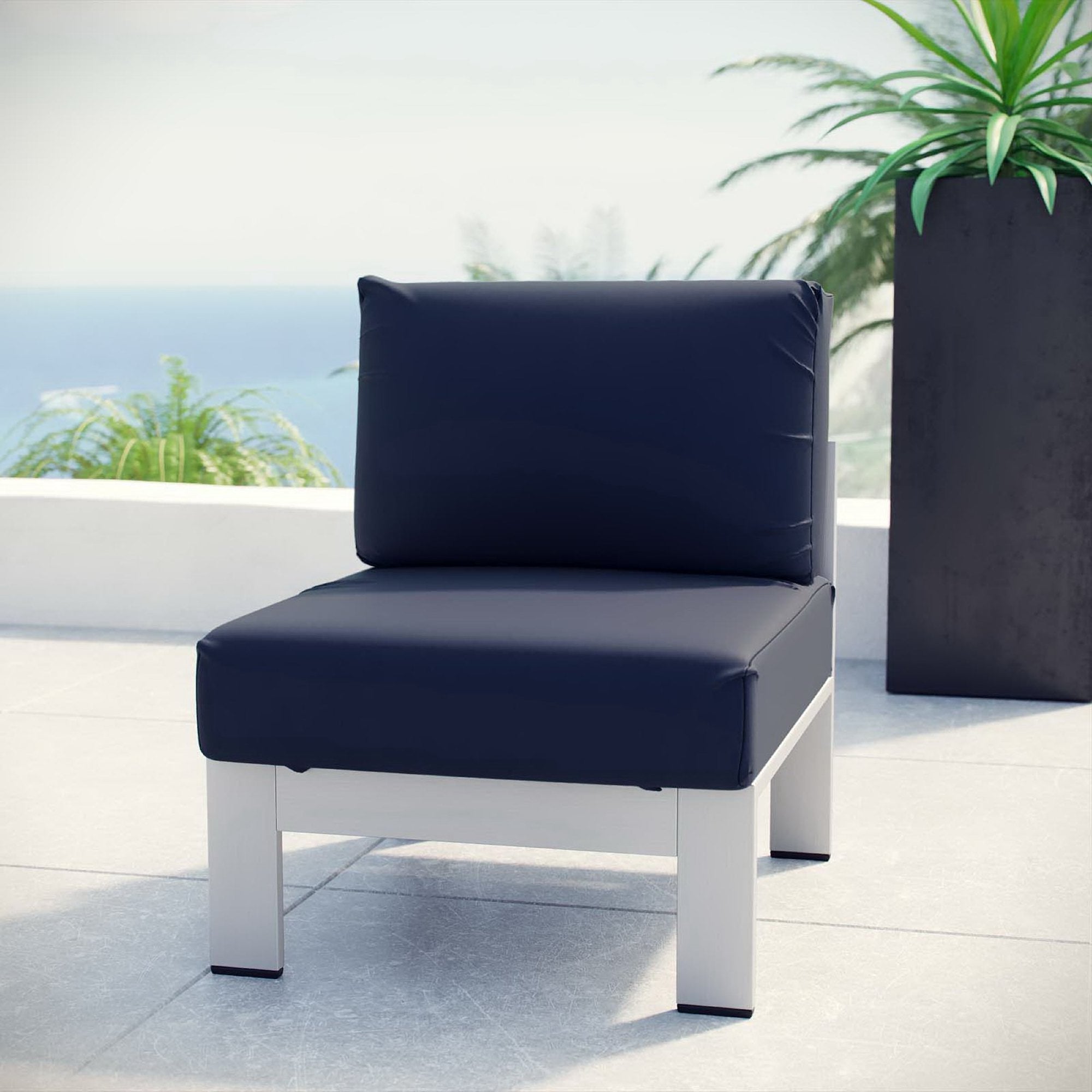 Shore Armless Outdoor Patio Aluminum Chair by Modway