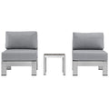 Shore 3 Piece Outdoor Patio Aluminum Sectional Sofa Set by Modway