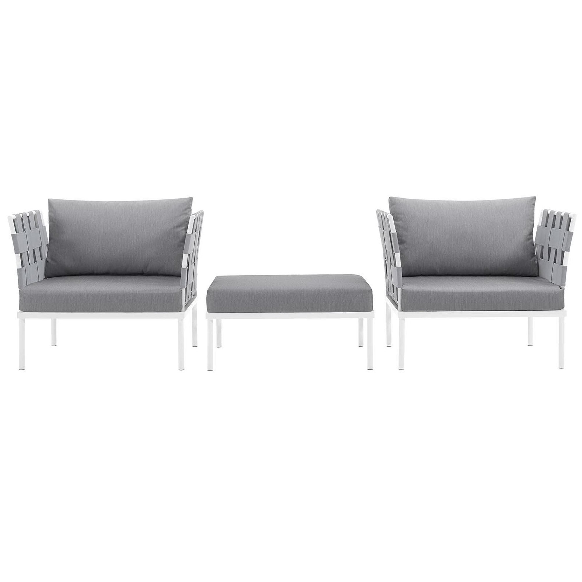 Harmony 3-Piece Outdoor Patio Aluminum Sectional Sofa Set by Modway
