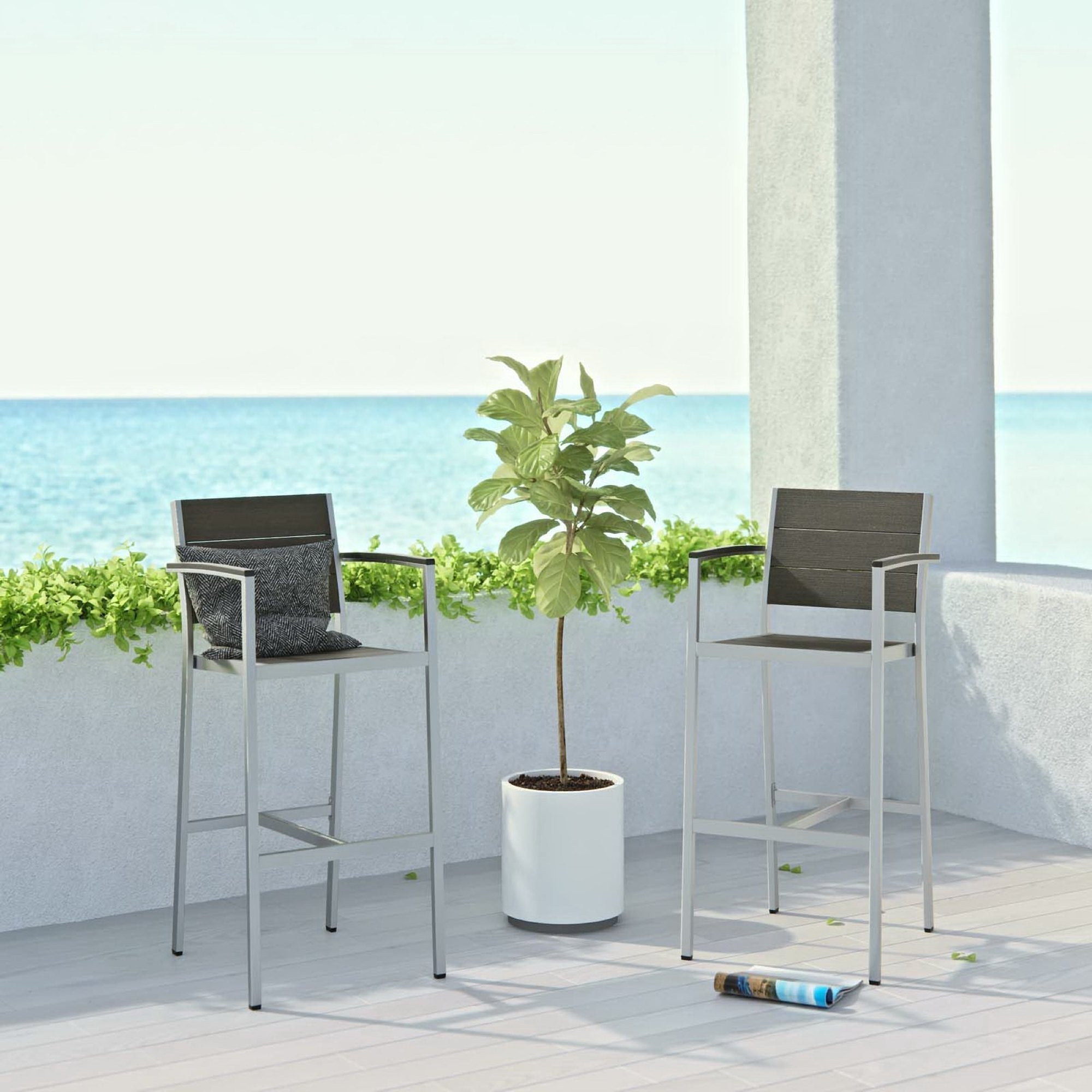 Shore Outdoor Patio Aluminum Bar Stool Set of 2 by Modway