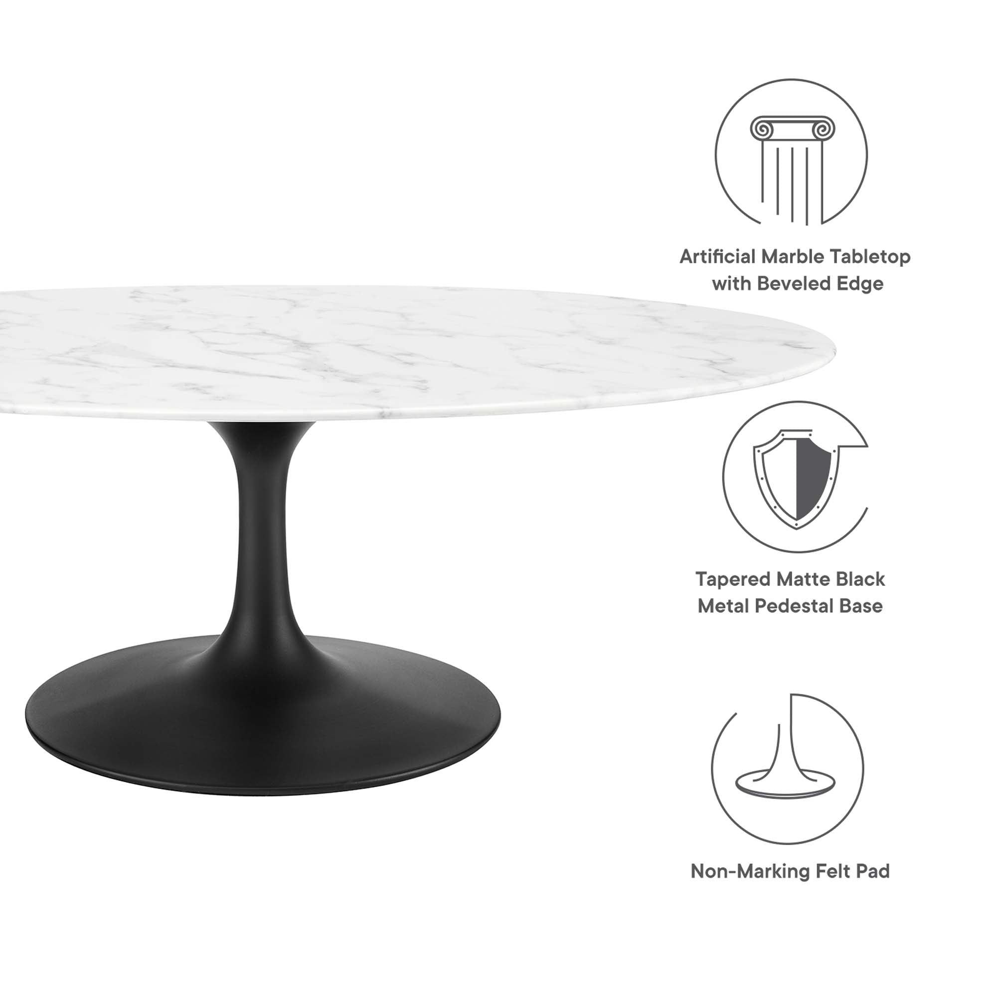 Lippa 48" Oval Faux Marble Coffee Table by Modway