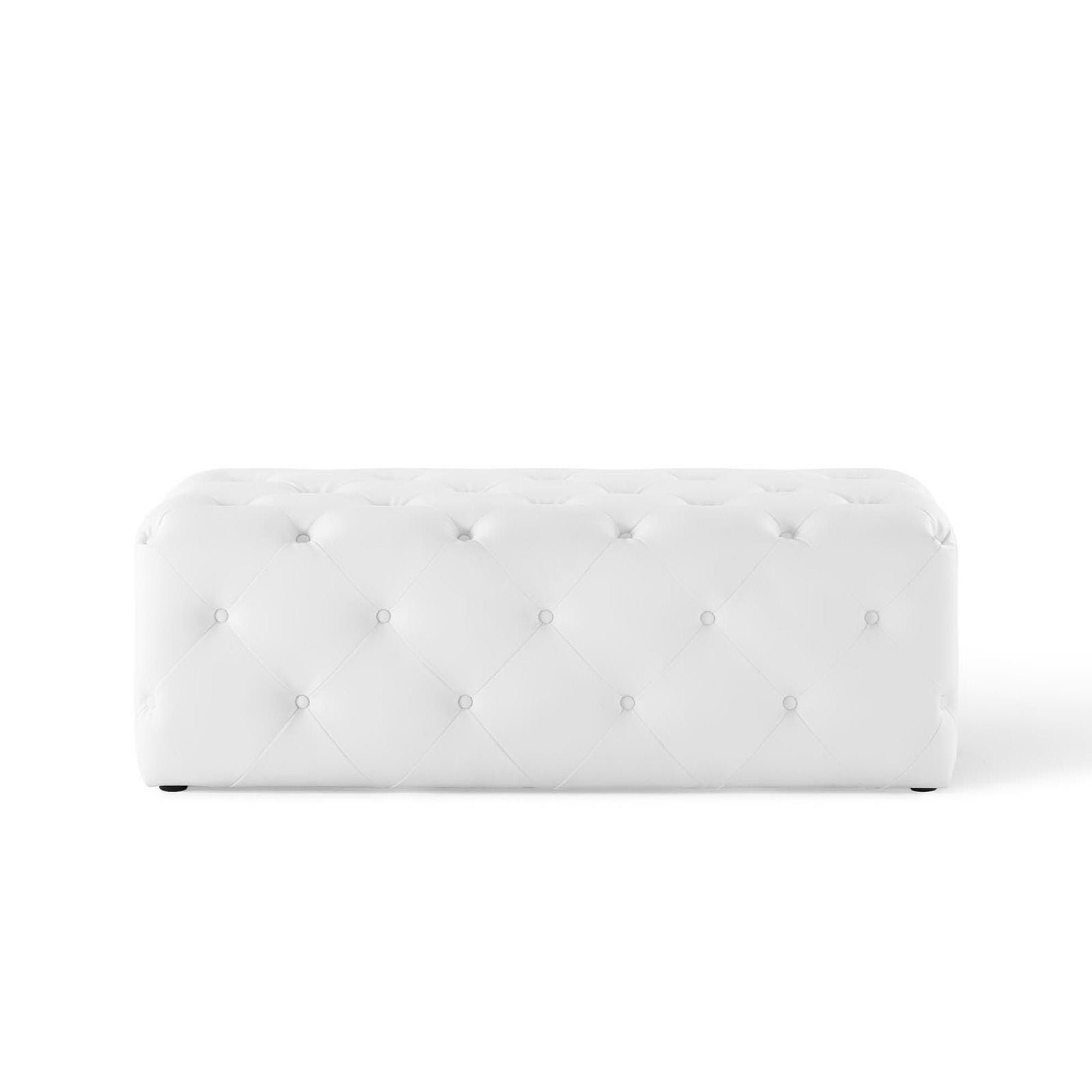 Amour 48" Tufted Button Faux Leather Entryway Bench