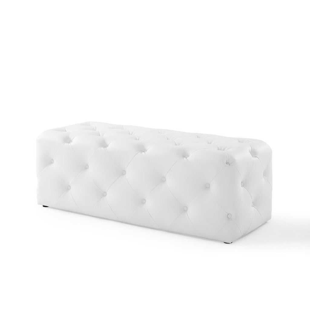 Amour 48" Tufted Button Faux Leather Entryway Bench