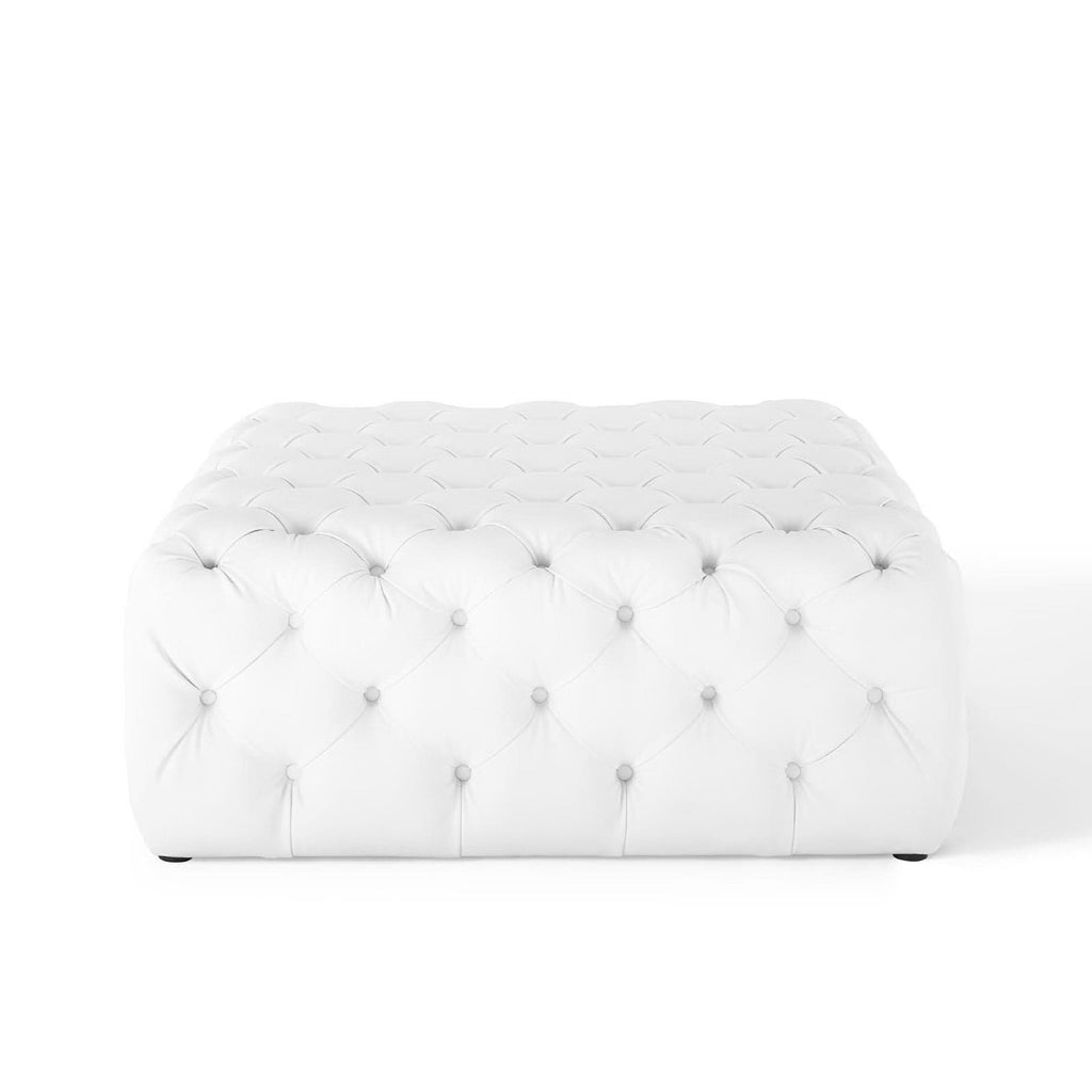 Amour Tufted Button Large Square Faux Leather Ottoman by Modway