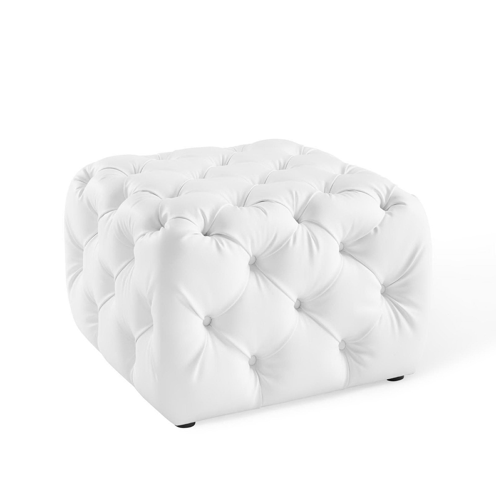 Amour Tufted Button Square Faux Leather Ottoman by Modway