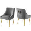 Discern Pleated Back Upholstered Performance Velvet Dining Chair Set of 2 by Modway