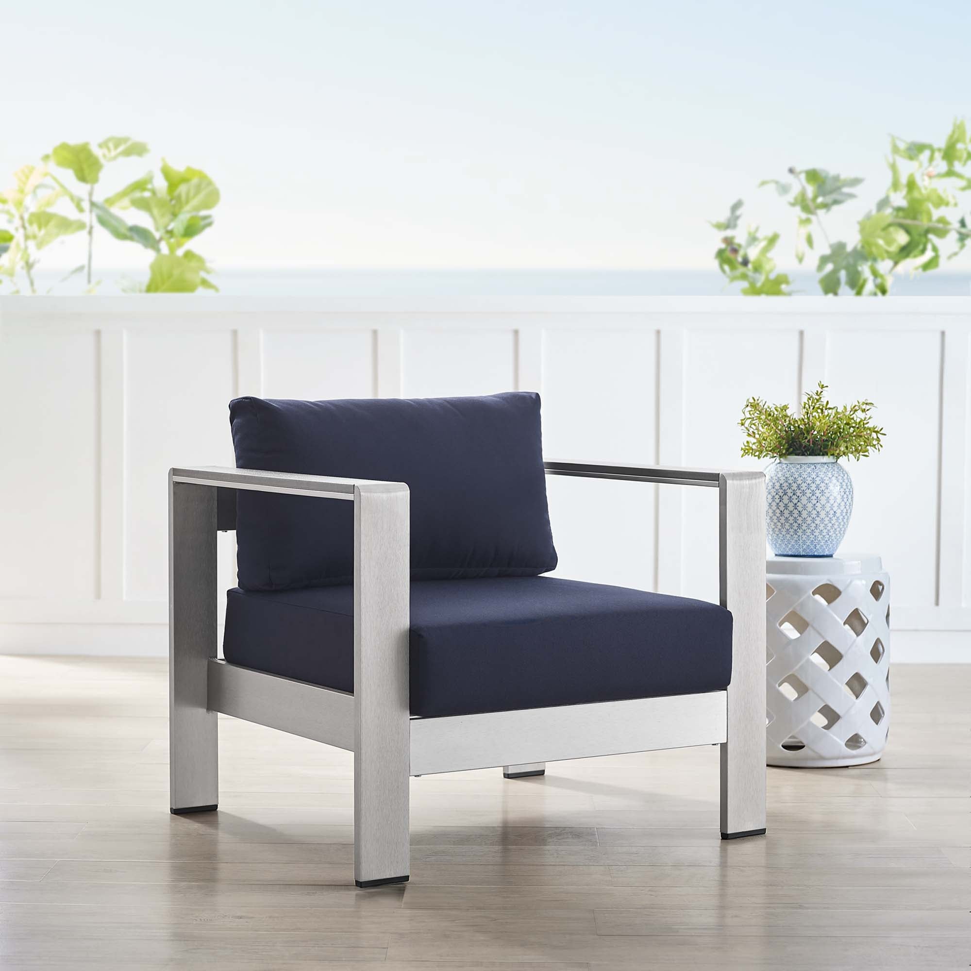 Shore Sunbrella Fabric Aluminum Outdoor Patio Armchair by Modway