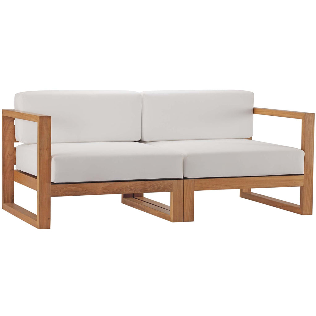 Upland 2-Piece Outdoor Patio Teak Wood Sectional Sofa Loveseat by Modway