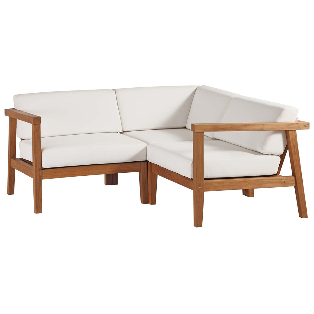 Bayport 3-Piece Outdoor Teak Wood Sectional Sofa Set by Modway