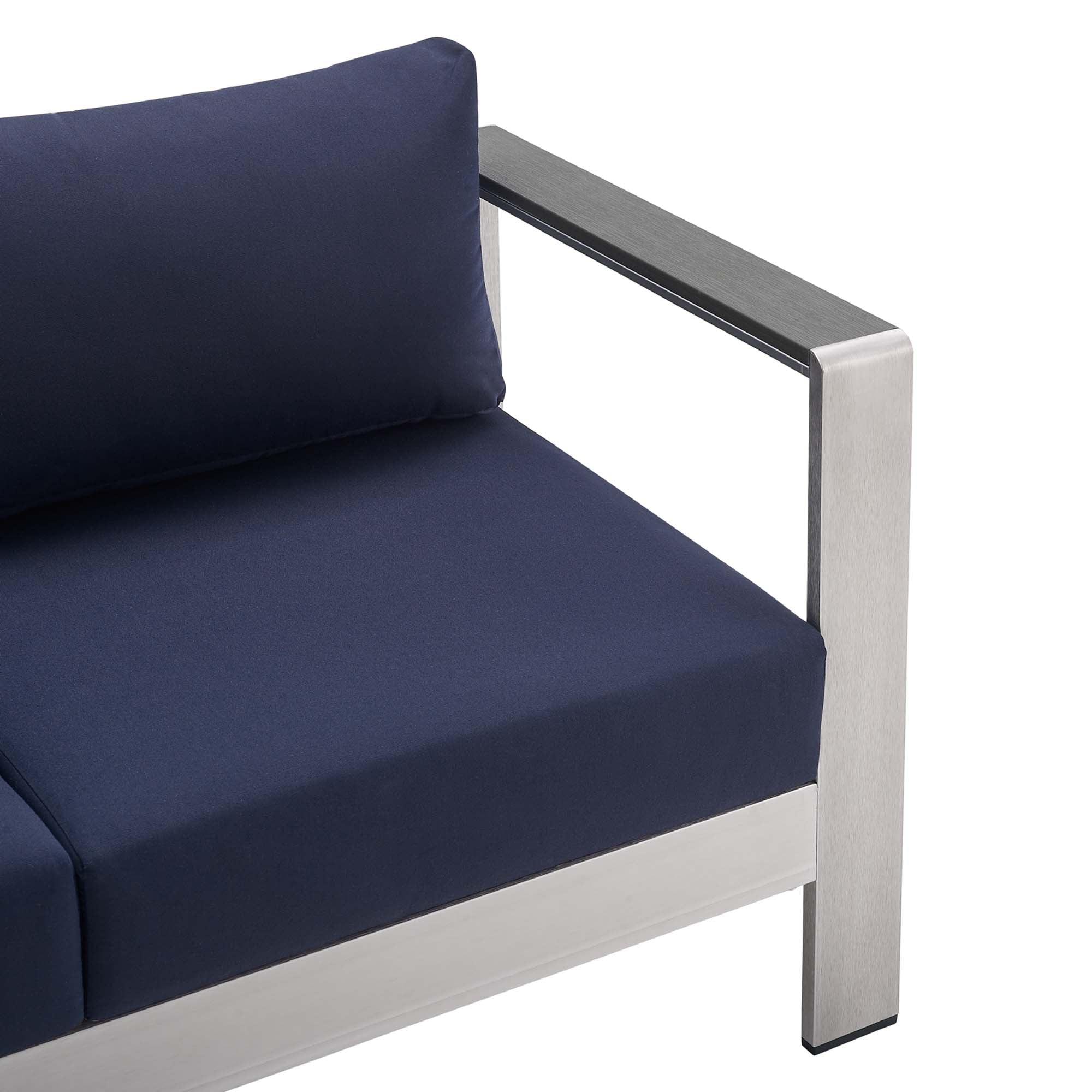 Shore 3 Piece Sunbrella Fabric Outdoor Patio Aluminum Set by Modway
