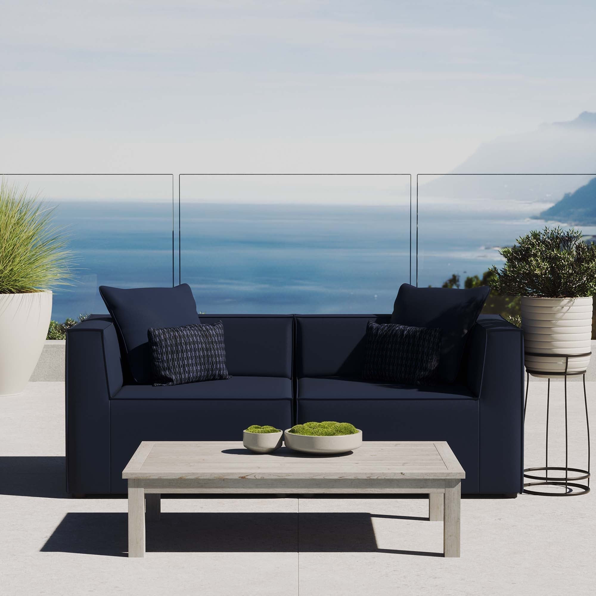 Saybrook 2-Piece Outdoor Patio Upholstered Sectional Sofa Loveseat by Modway