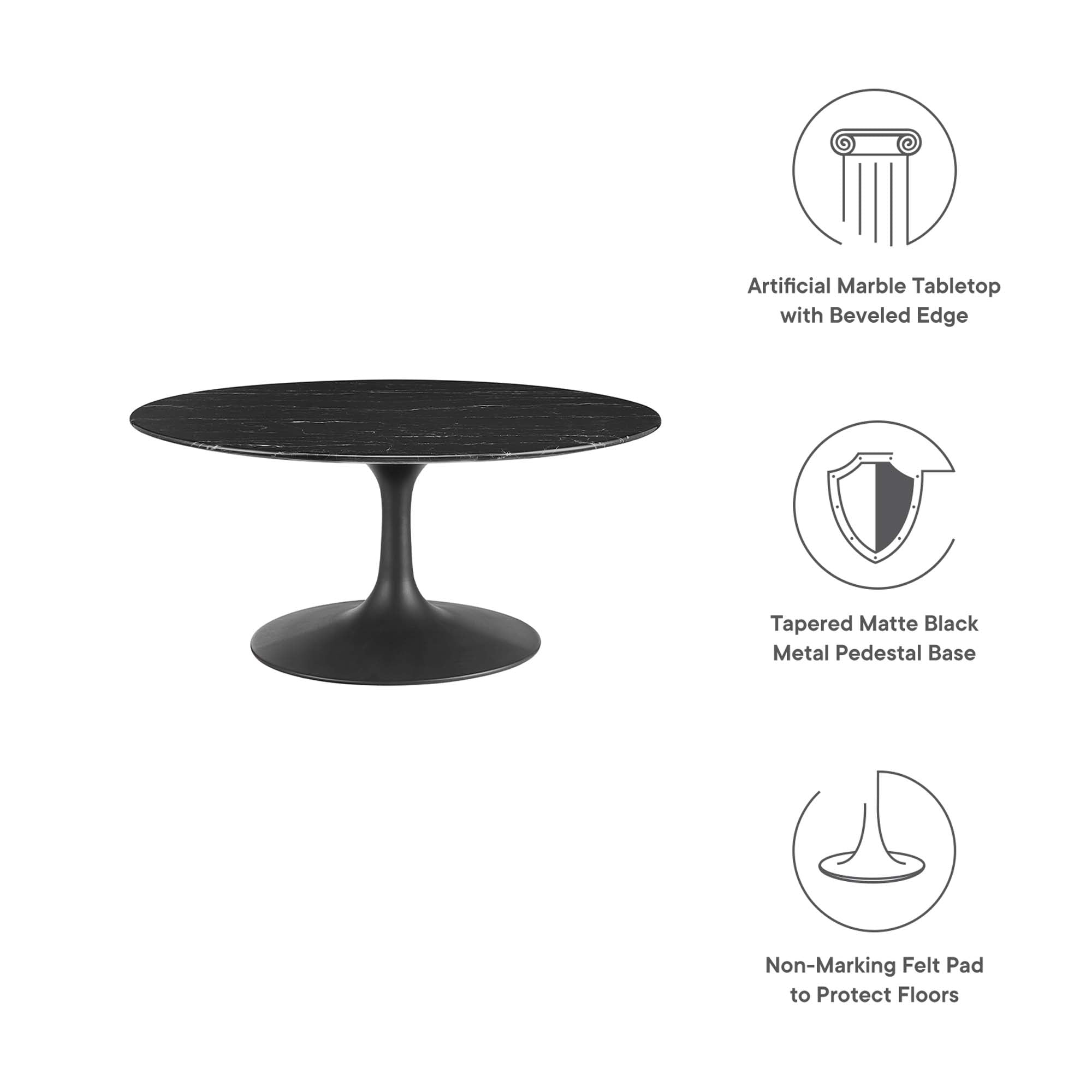 Lippa 36" Round Faux Marble Coffee Table by Modway