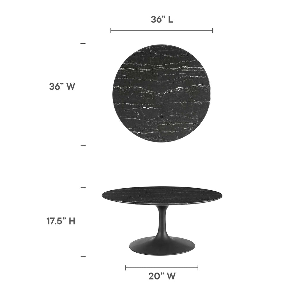 Lippa 36" Round Faux Marble Coffee Table by Modway