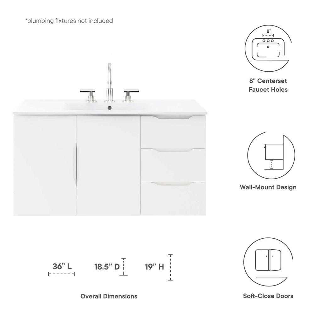 Vitality 36" Bathroom Vanity Cabinet (Sink Basin Not Included) by Modway