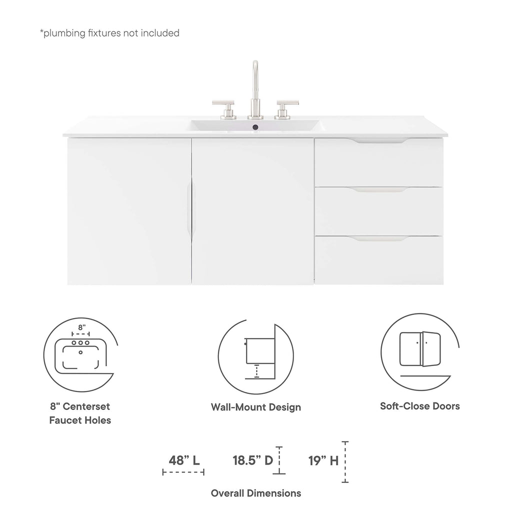 Vitality 48" Double or Single Sink Compatible Bathroom Vanity Cabinet by Modway