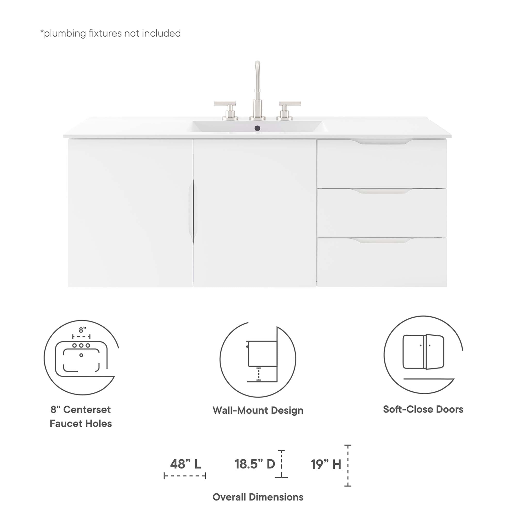 Vitality 48" Double or Single Sink Compatible Bathroom Vanity Cabinet by Modway