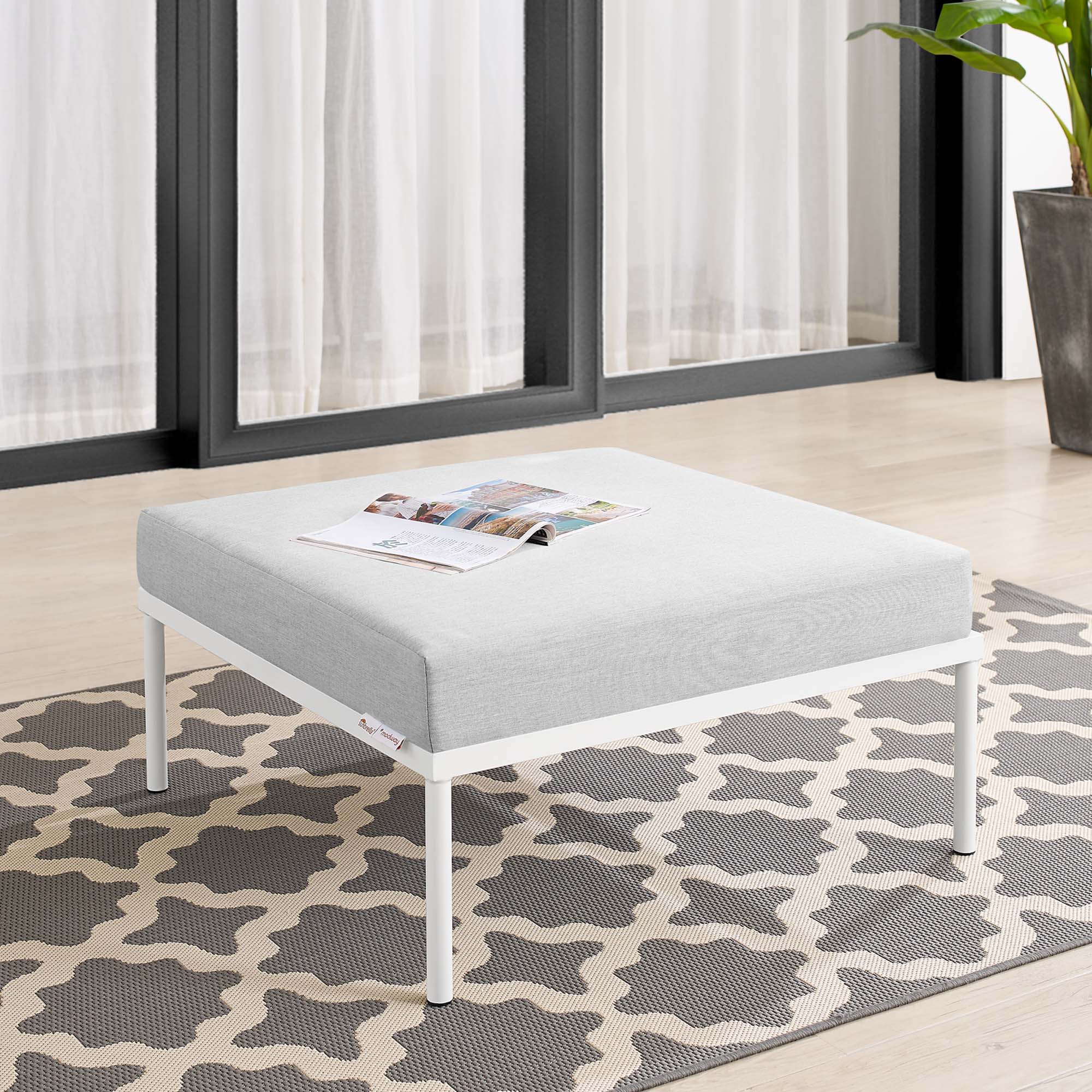 Harmony Sunbrella Outdoor Patio Aluminum Ottoman by Modway