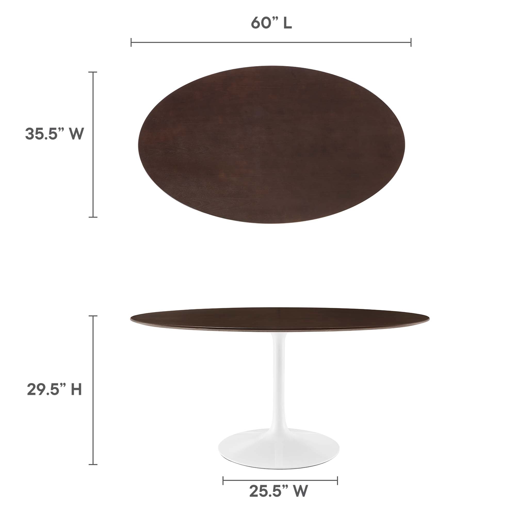 Lippa 60" Oval Cherry Walnut Wood Dining Table by Modway
