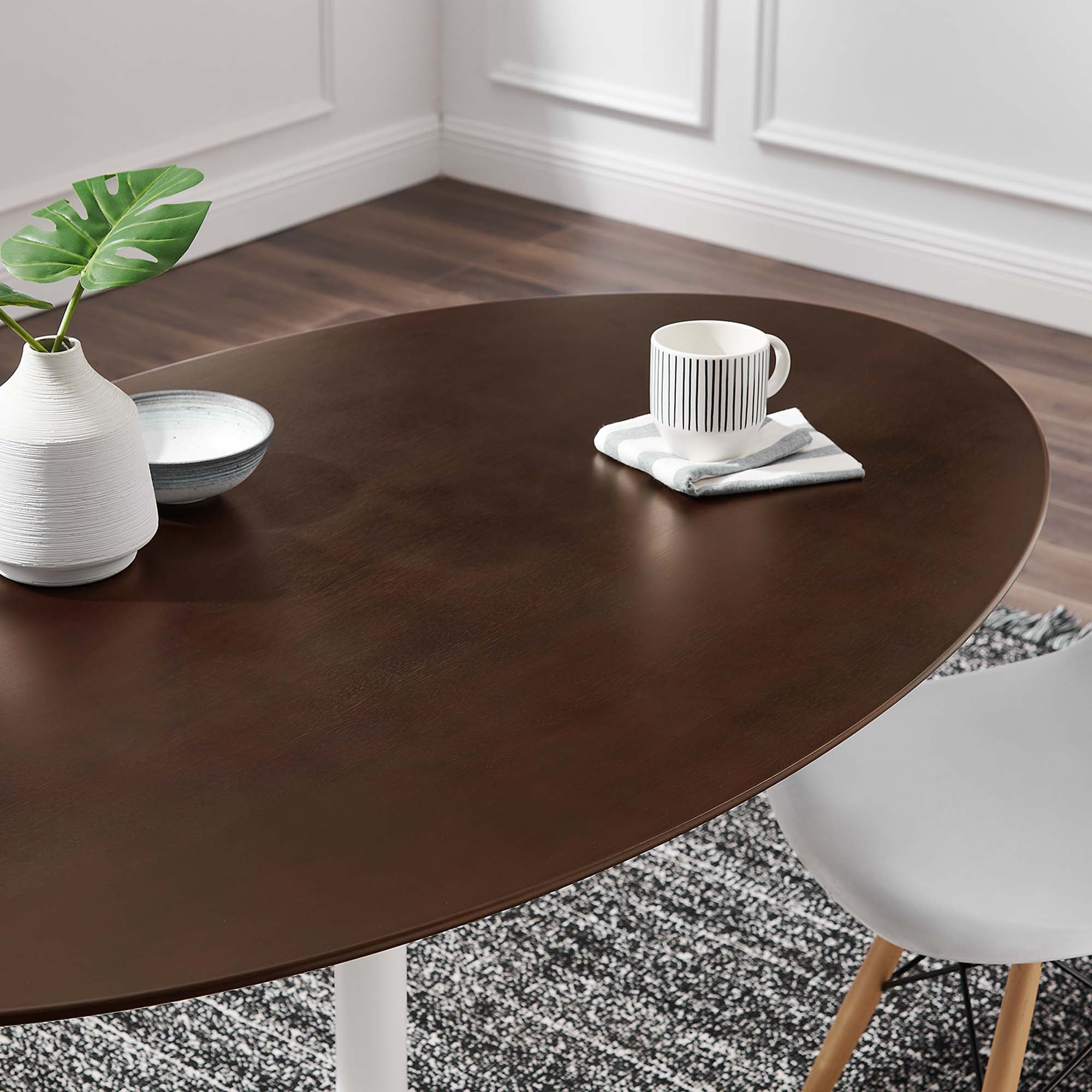 Lippa 60" Oval Cherry Walnut Wood Dining Table by Modway