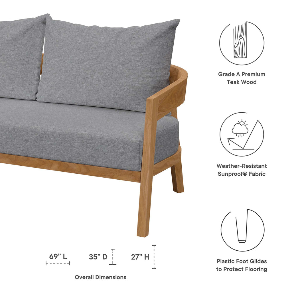 Brisbane Teak Wood Outdoor Patio Loveseat by Modway