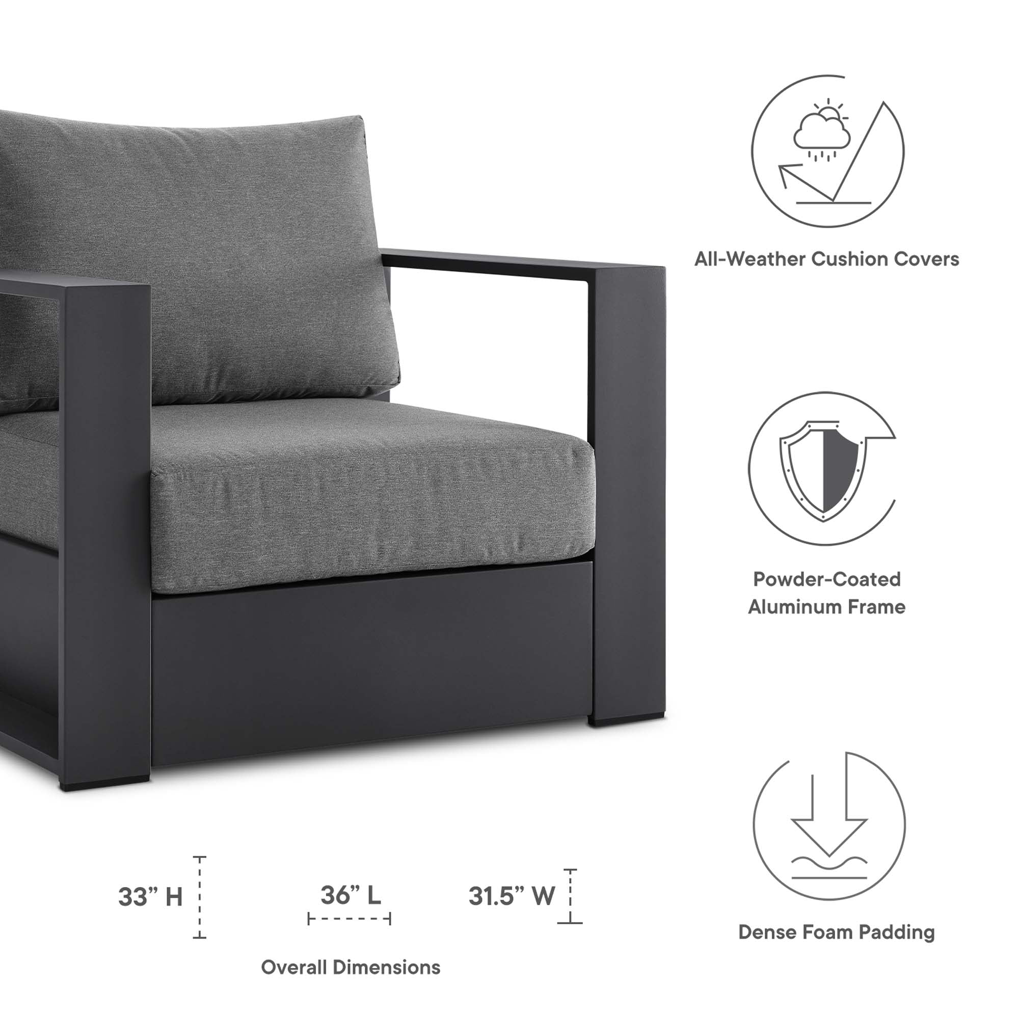Tahoe Outdoor Patio Aluminum Armchair by Modway