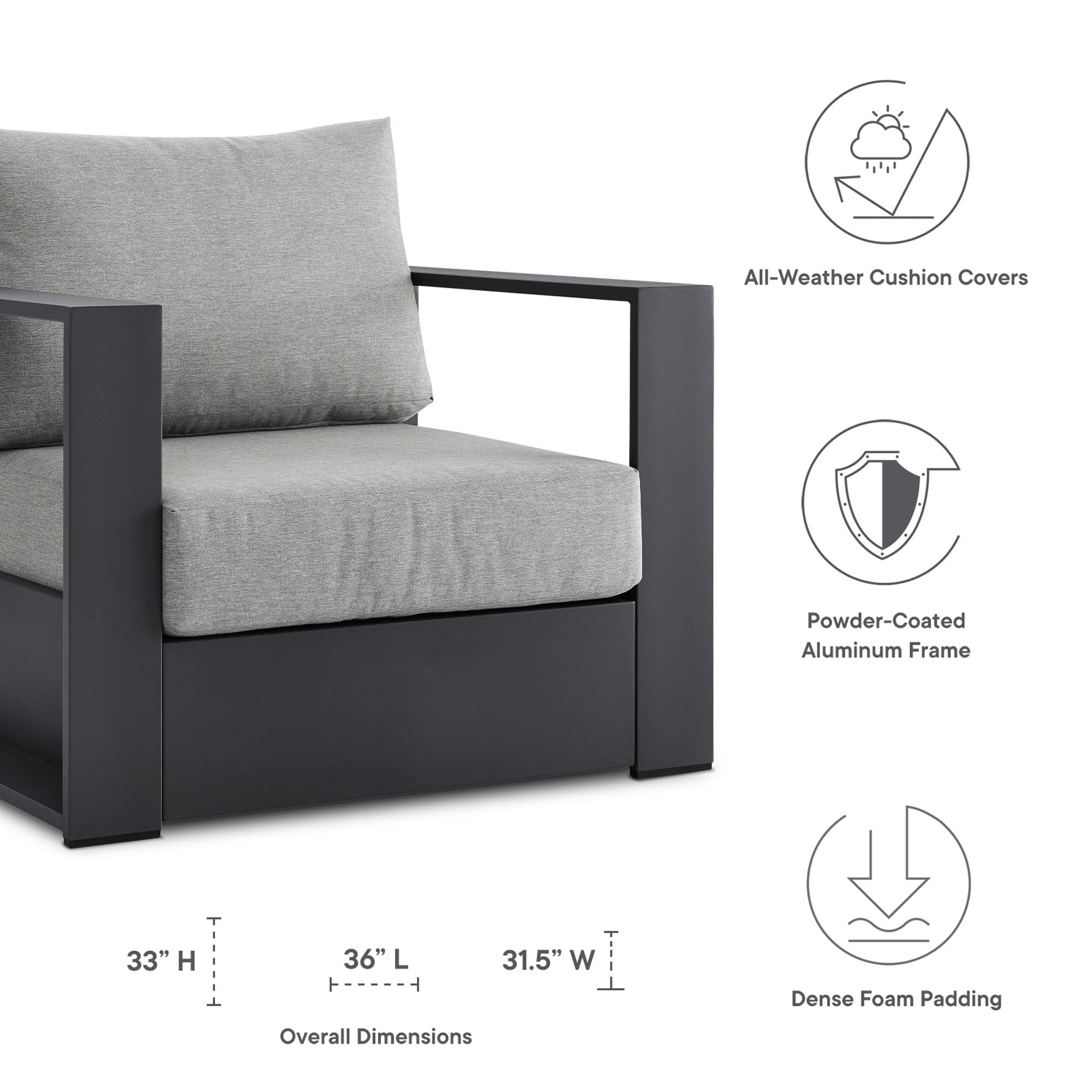 Tahoe Outdoor Patio Aluminum Armchair by Modway
