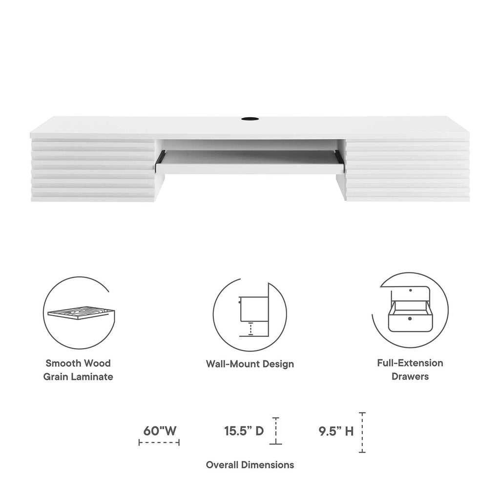 Render Wall Mount Wood Office Desk by Modway