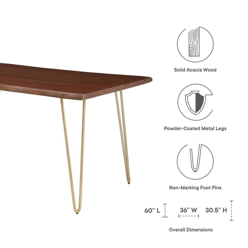 Ardor 60" Live Edge Acacia Wood Dining Table by Modway