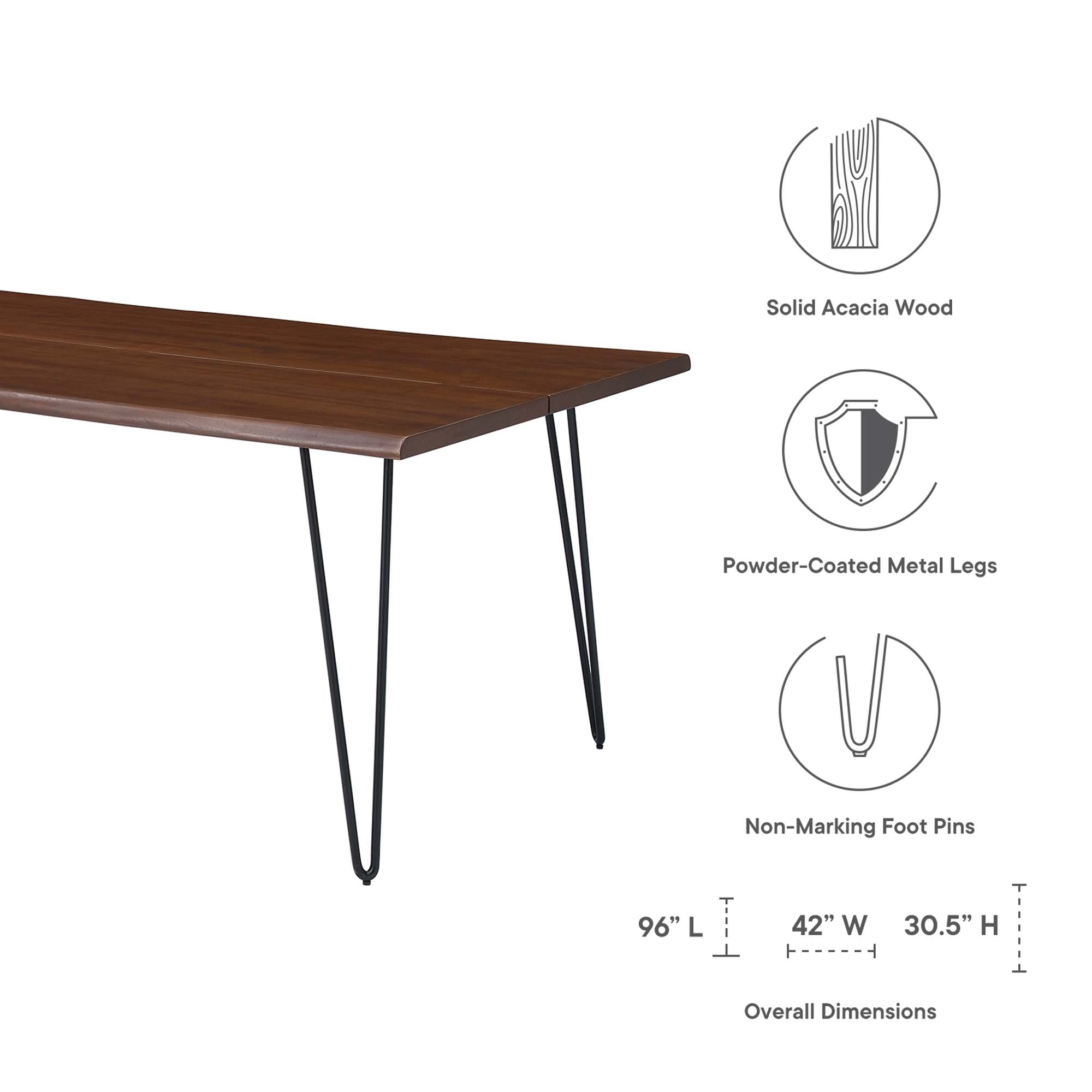 Ardor 96" Live Edge Acacia Wood Dining Table by Modway
