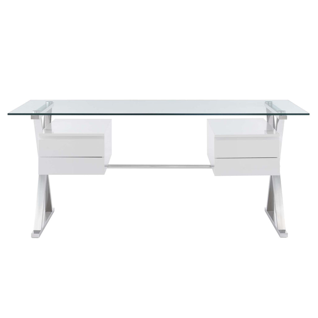 Sector 71" Glass Top Glass Office Desk by Modway