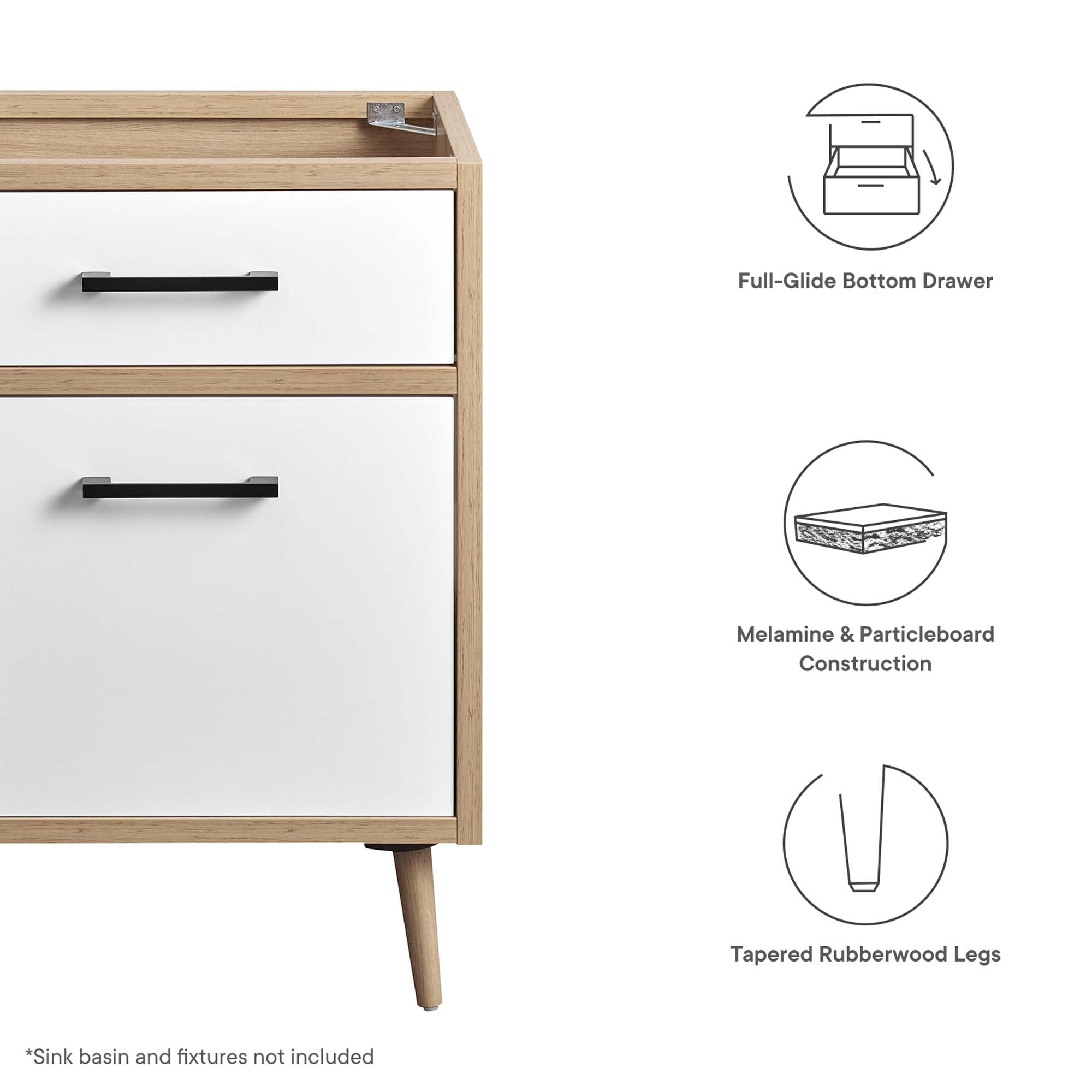 Maverick 24" Bathroom Vanity Cabinet Oak White