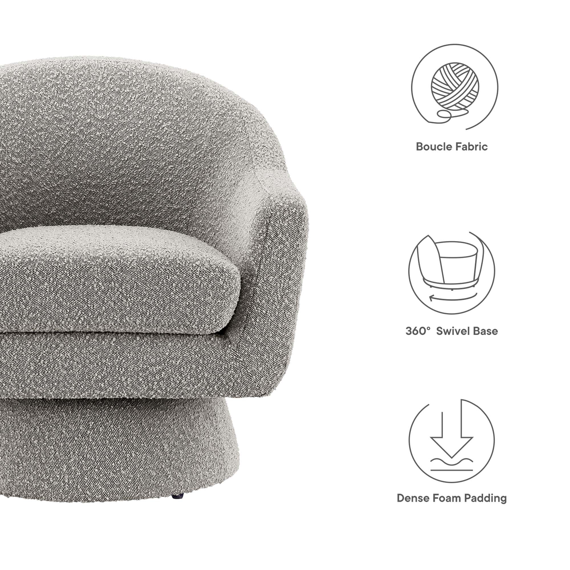 Astral Boucle Fabric Swivel Chair by Modway