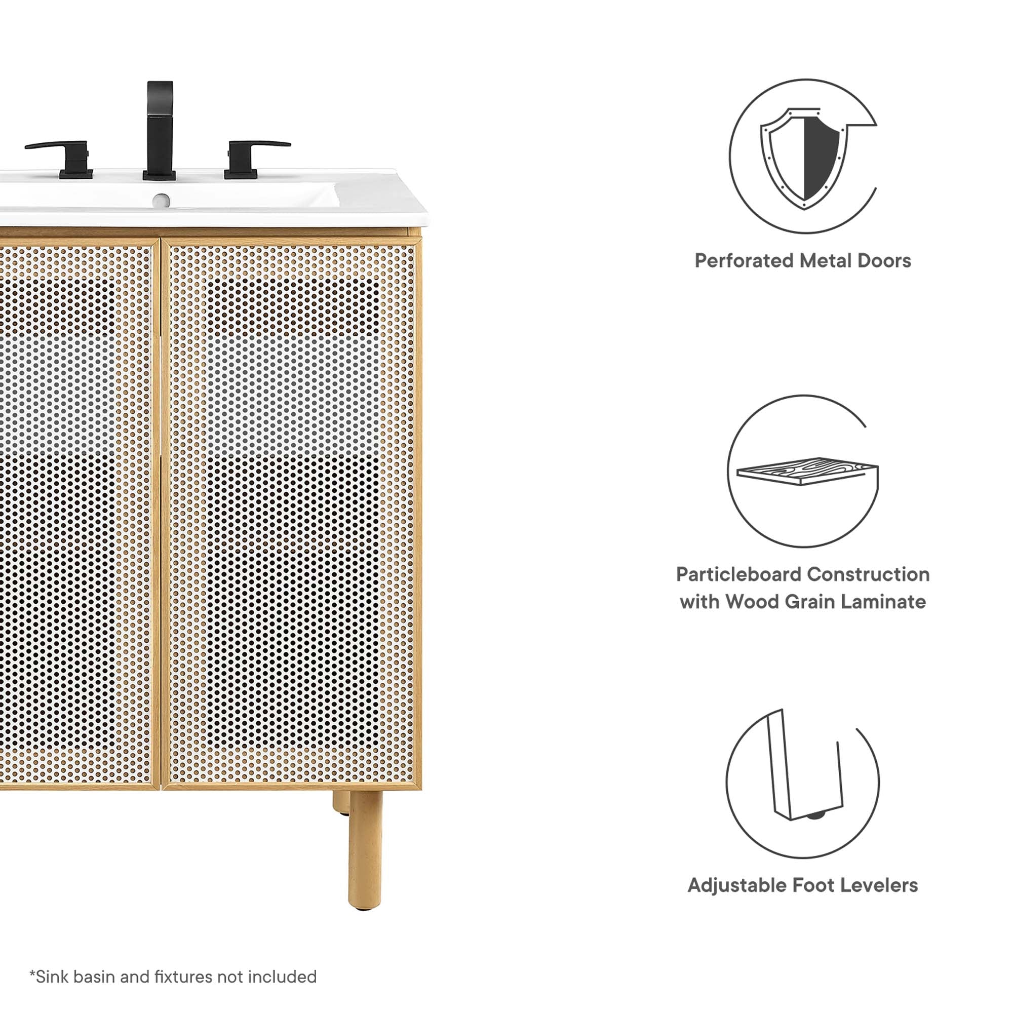 Calla 24" Perforated Metal Bathroom Vanity Cabinet