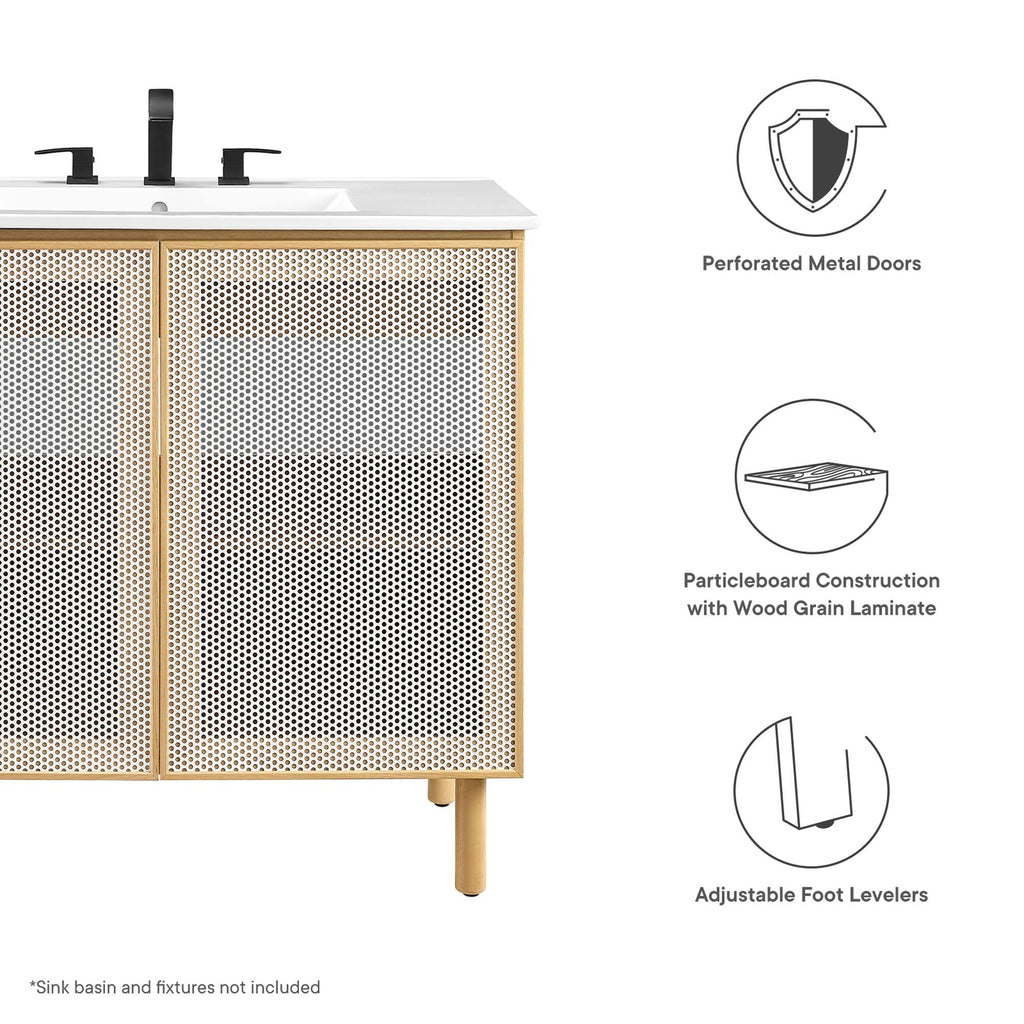 Calla 36" Perforated Metal Bathroom Vanity Cabinet by Modway