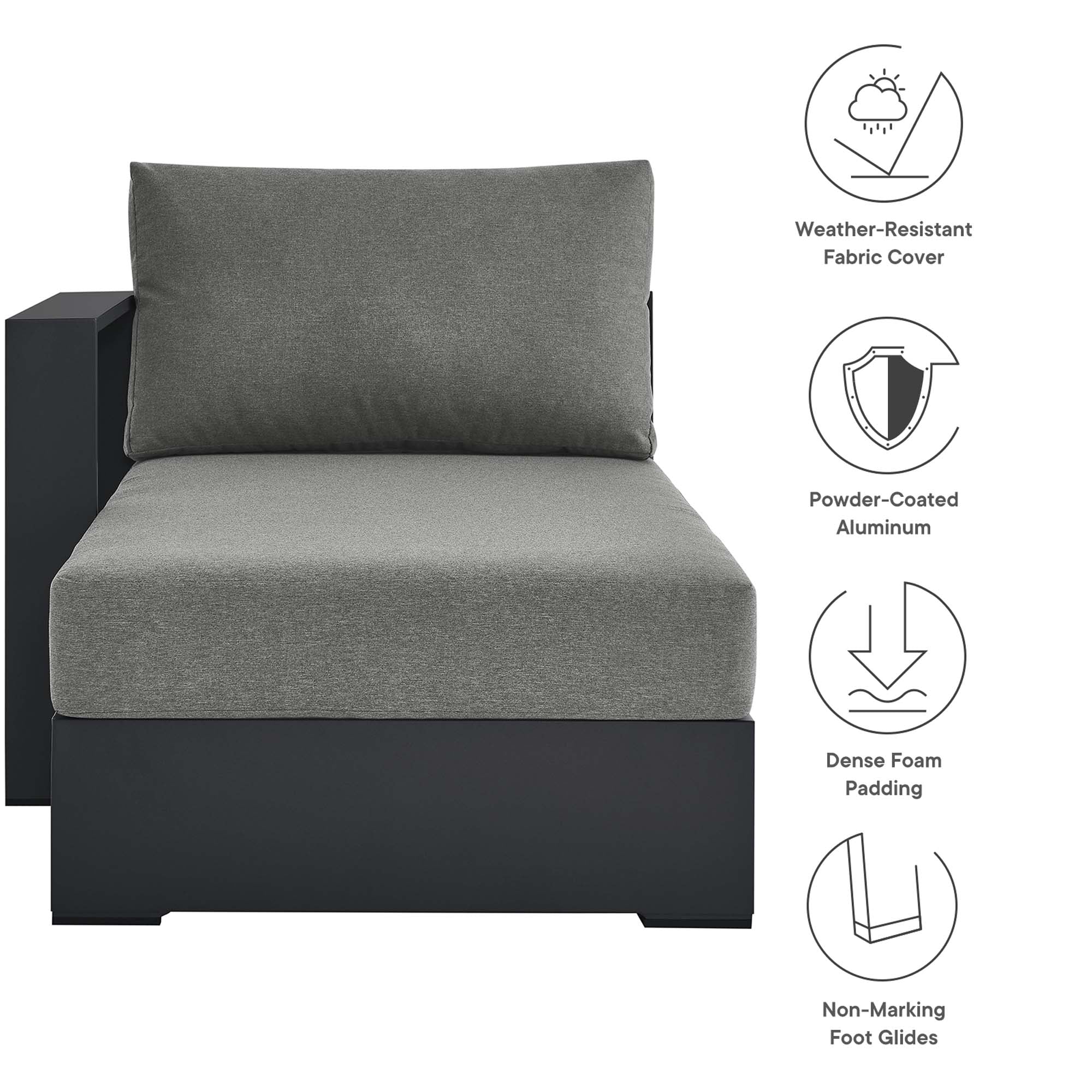 Tahoe Outdoor Patio Powder-Coated Aluminum Left-Facing Chaise Lounge