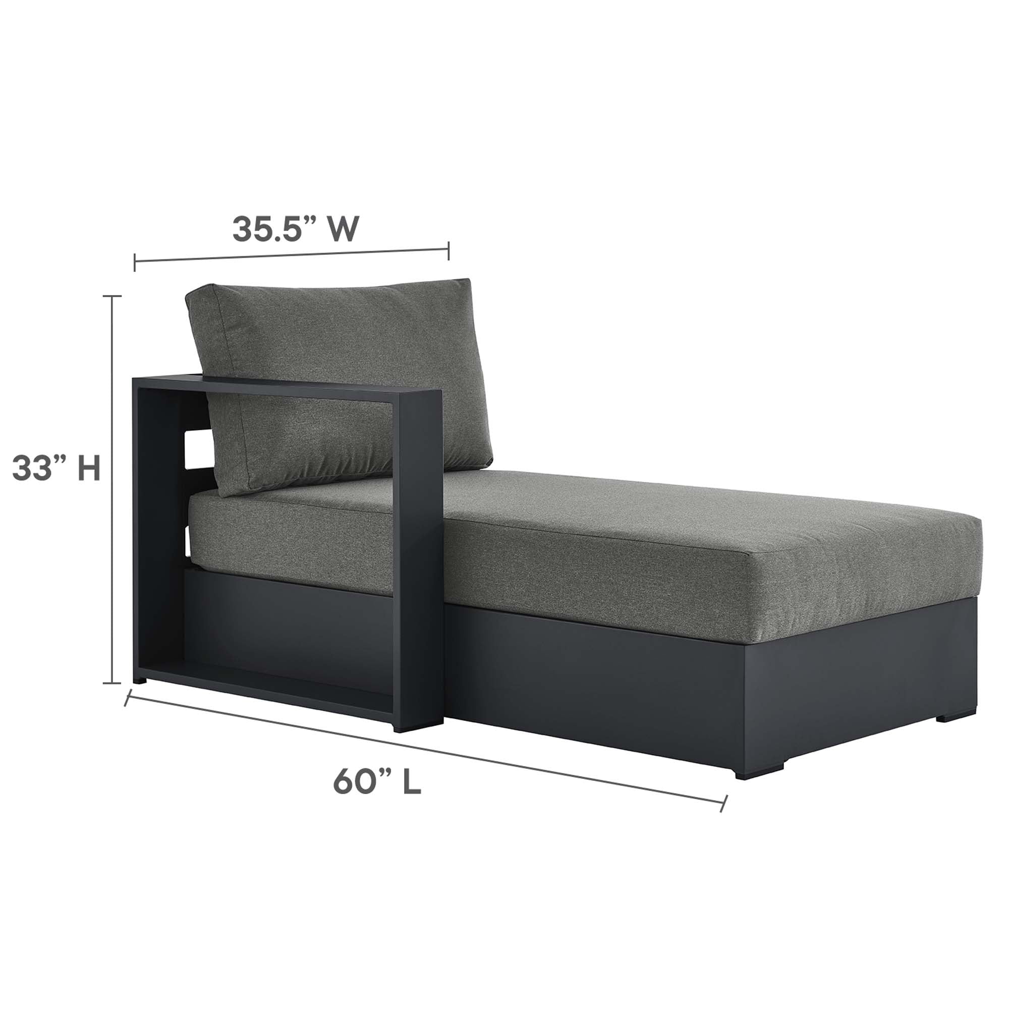 Tahoe Outdoor Patio Powder-Coated Aluminum Left-Facing Chaise Lounge