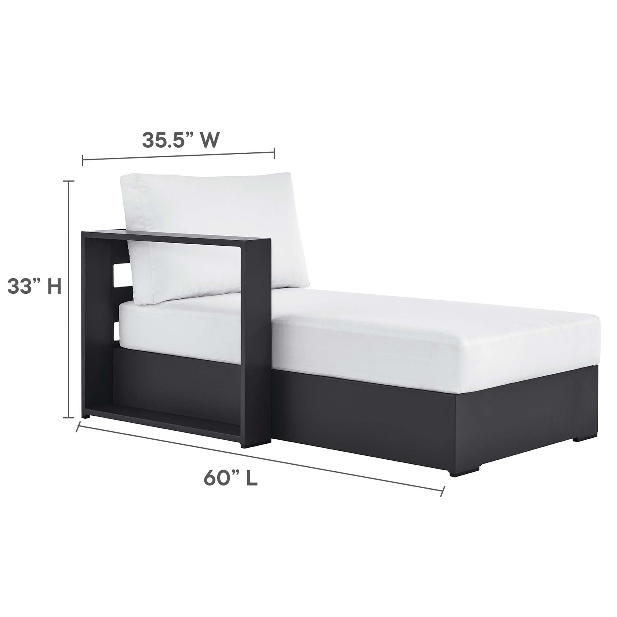 Tahoe Outdoor Patio Powder-Coated Aluminum Left-Facing Chaise Lounge
