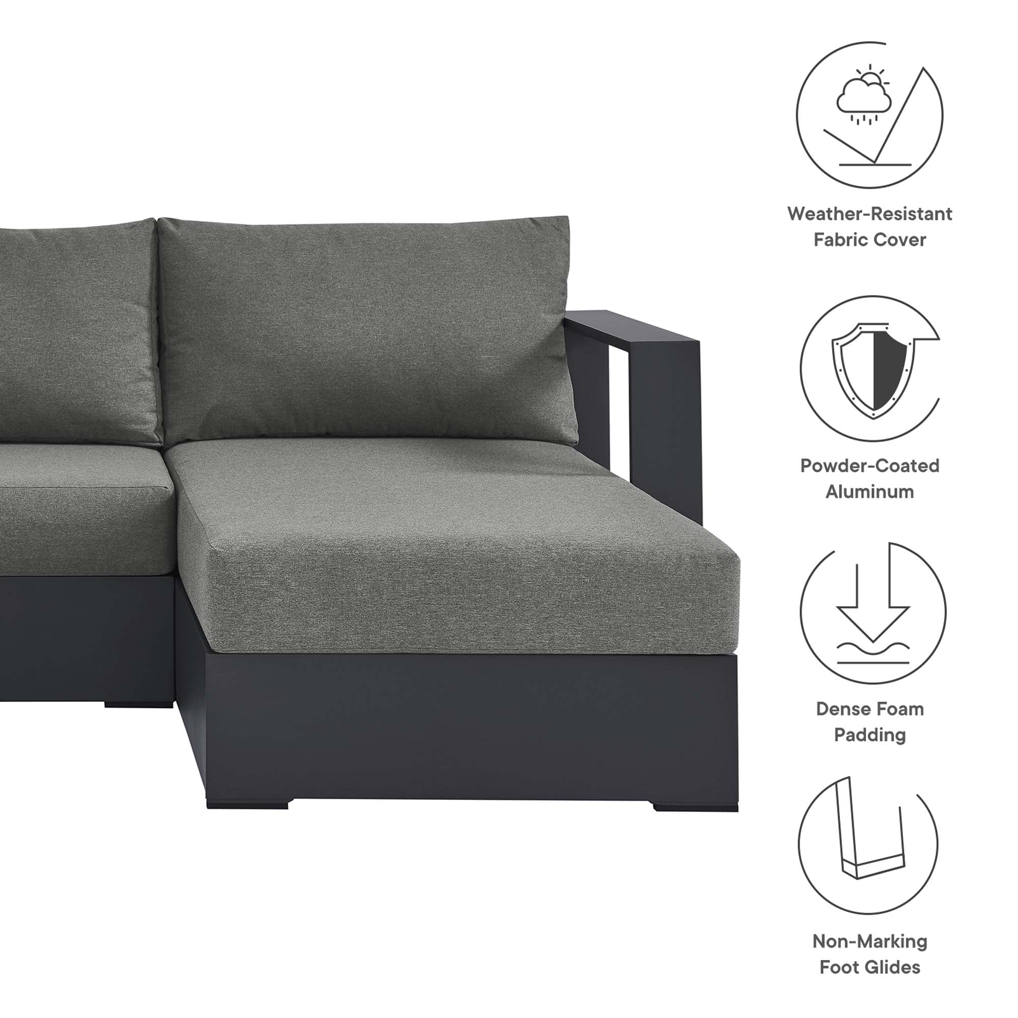 Tahoe 2-Piece Outdoor Aluminum Chaise Sectional Sofa