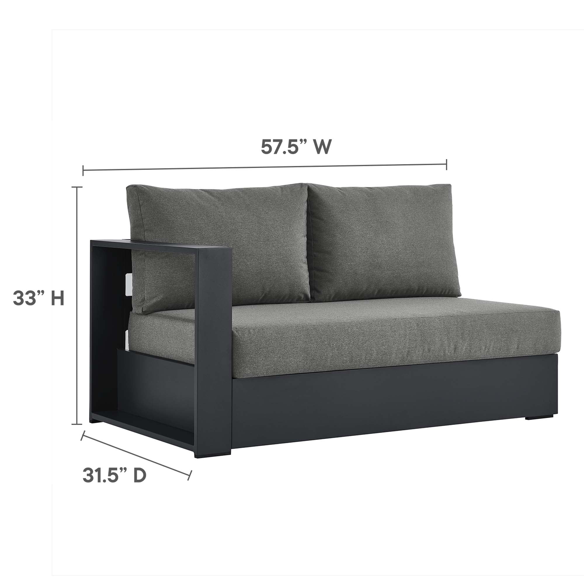 Tahoe 2-Piece Outdoor Aluminum Chaise Sectional Sofa